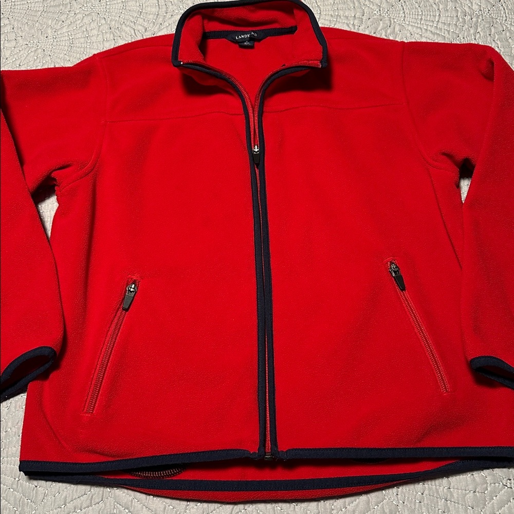 Lands' End Kids' Bright Red Fleece Jacket, EUC, Size Medium - Picture 4 of 10